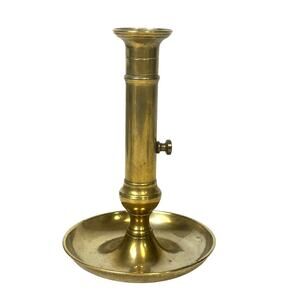 European Antique Early 20th Century Brass 7.75" Candlestick w/Ejector Mechanism